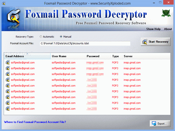 Foxmail Password Decryptor Portable