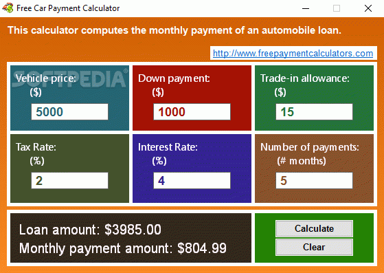 Free Car Payment Calculator