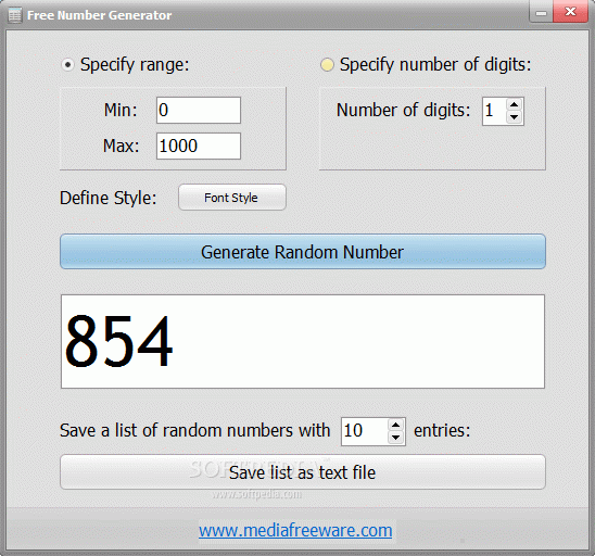 Free Number Generator