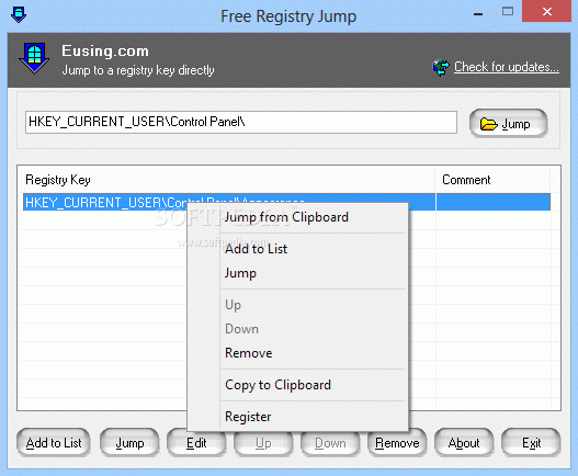 Free Registry Jump