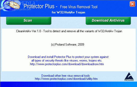 Free Virus Removal Tool for W32/AntiAv Trojan