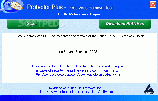 Free Virus Removal Tool for W32/Ardamax Trojan