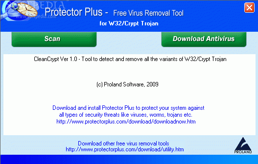 Free Virus Removal Tool for W32/Crypt Trojan