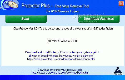 Free Virus Removal Tool for W32/Frauder Trojan