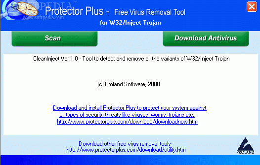 Free Virus Removal Tool for W32/Inject Trojan