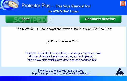 Free Virus Removal Tool for W32/KillAV Trojan