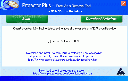 Free Virus Removal Tool for W32/Poison Backdoor