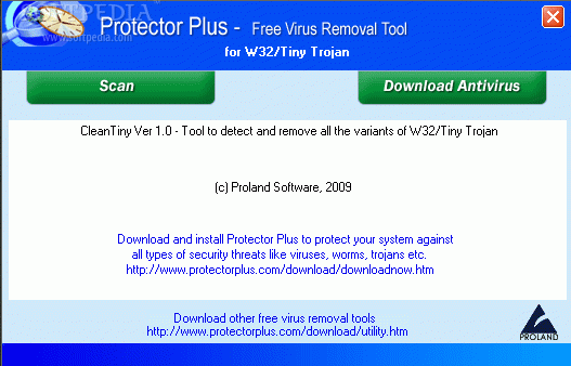 Free Virus Removal Tool for W32/Tiny Trojan