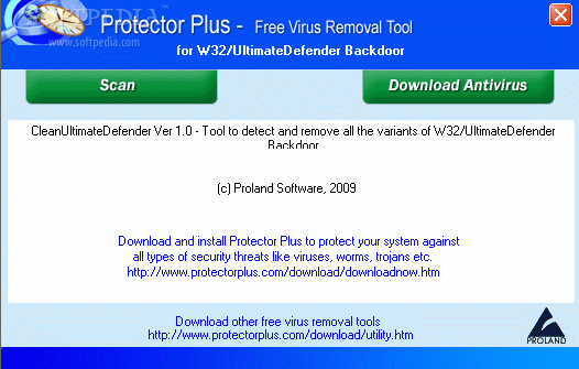 Free Virus Removal Tool for W32/UltimateDefender Backdoor