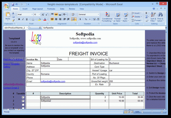 Freight Invoice Template