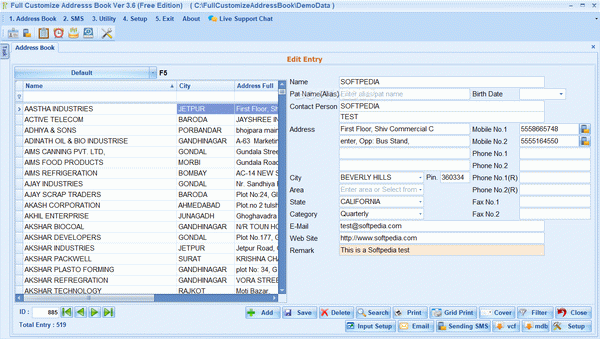 Full Customize Address Book