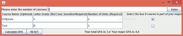 GPA and Major GPA Calculator