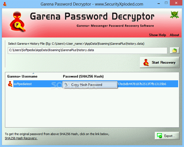 Garena Password Decryptor