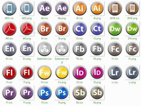 Glossy Round Adobe Icons