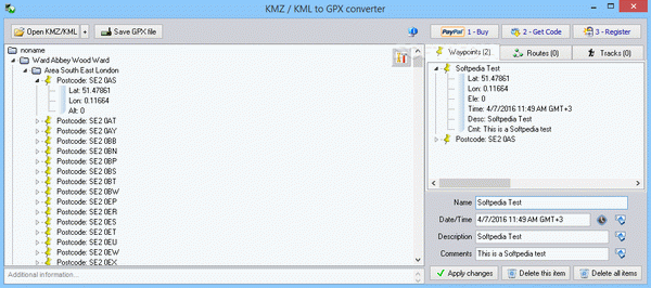 KMZ / KML to GPX converter