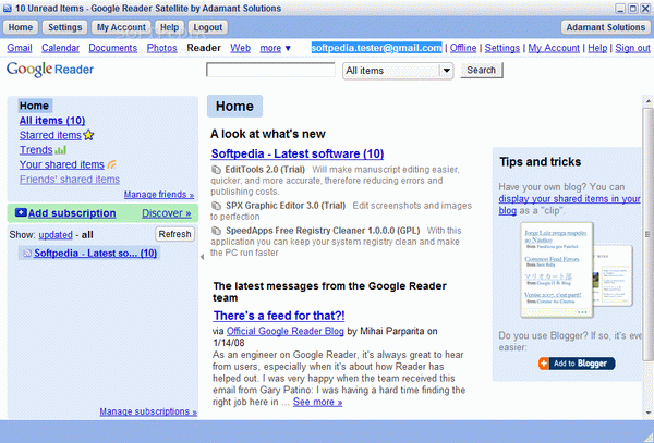 Google Reader Satellite