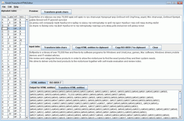 GreekCharactersHTMLEditor