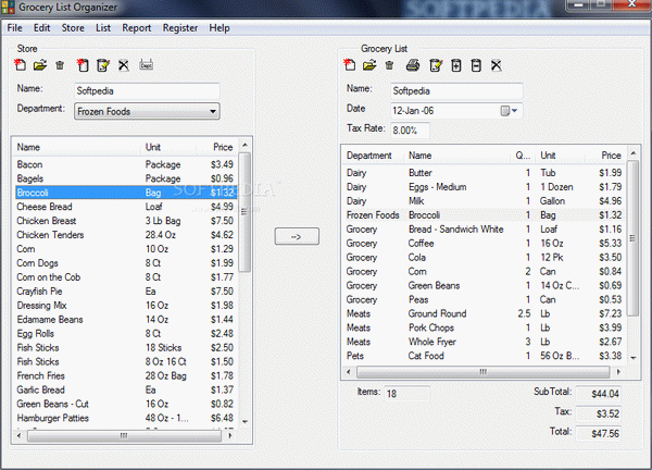 Grocery List Organizer