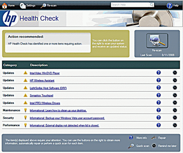 HP Health Check