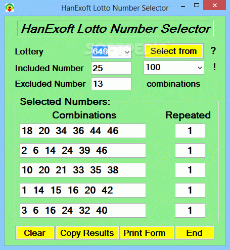 HanExoft Lotto Number Selector