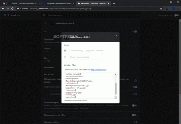 Hide Files on GitHub for Chrome