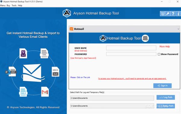 Aryson Hotmail Backup Tool