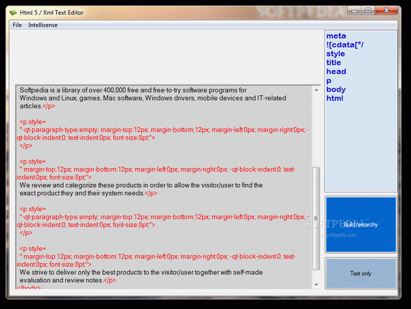 Html 5 / Xml Text Editor