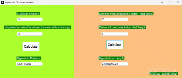 Hyperbolic Distance Calculator