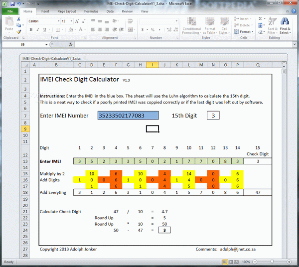 IMEI Check Digit Calculator