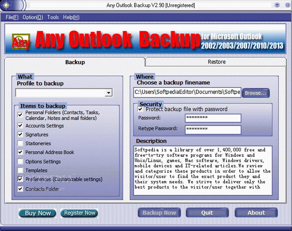 Any Outlook Backup