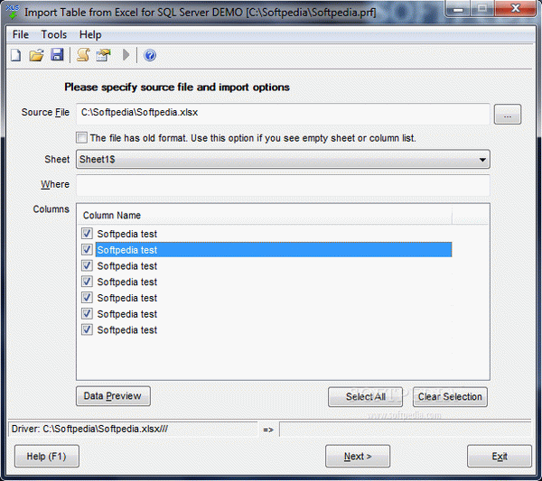 Import Table from Excel for SQL Server