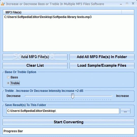 Increase or Decrease Bass or Treble In Multiple MP3 Files Software