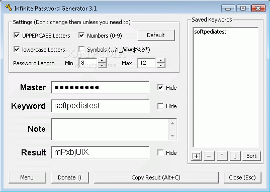 Infinite Password Generator