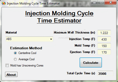 Injection Molding Cycle Time Estimator