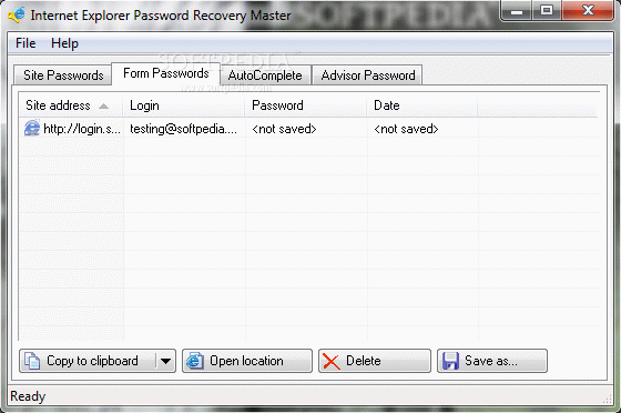 Internet Explorer Password Recovery Master