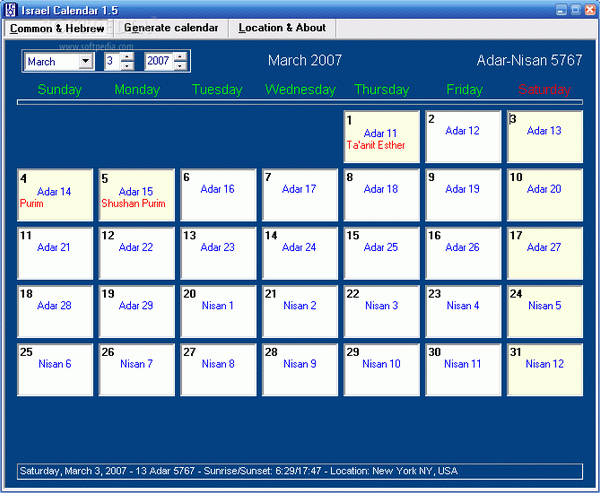 Israel Calendar