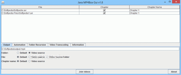 Java MP4Box Gui