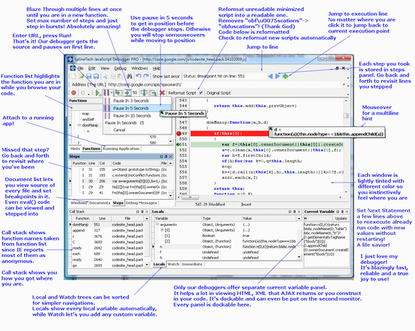 SplineTech JavaScript Debugger