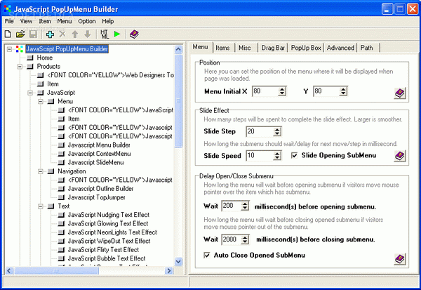 JavaScript Inset PopMenu