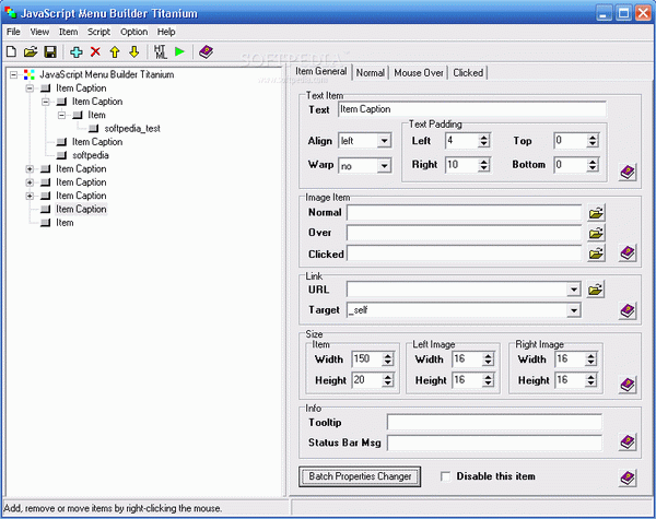 Javascript Menu Builder Titanium