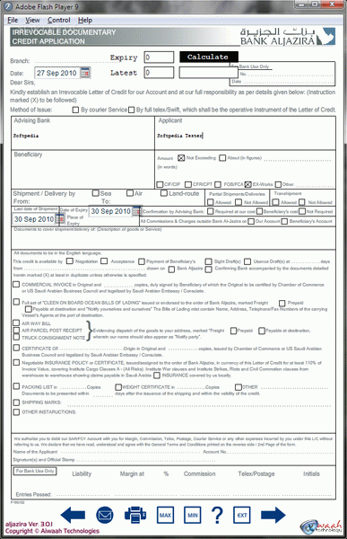 Jazira Bank LC Form