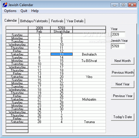 Jewish Calendar