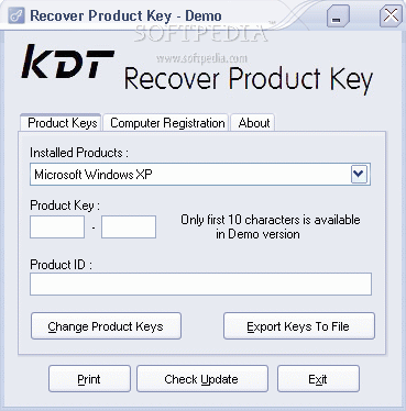 KDT Soft. Recover Product Key