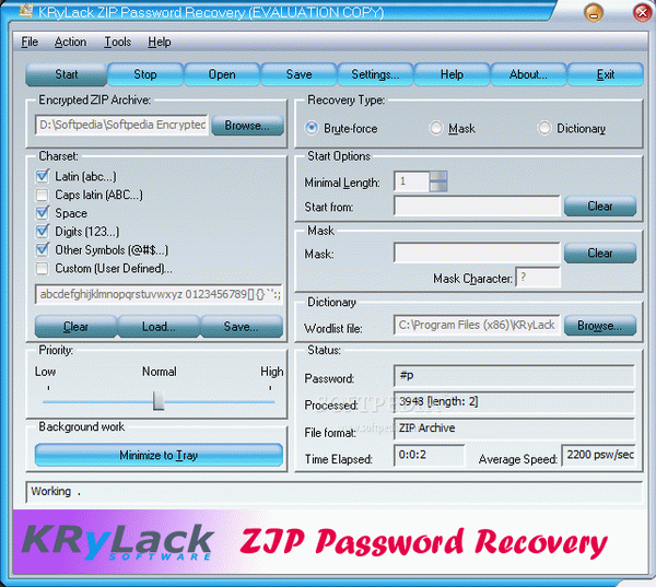 KRyLack ZIP Password Recovery