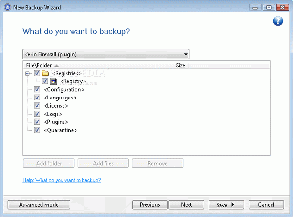 Kerio Firewall Backup4all Plugin