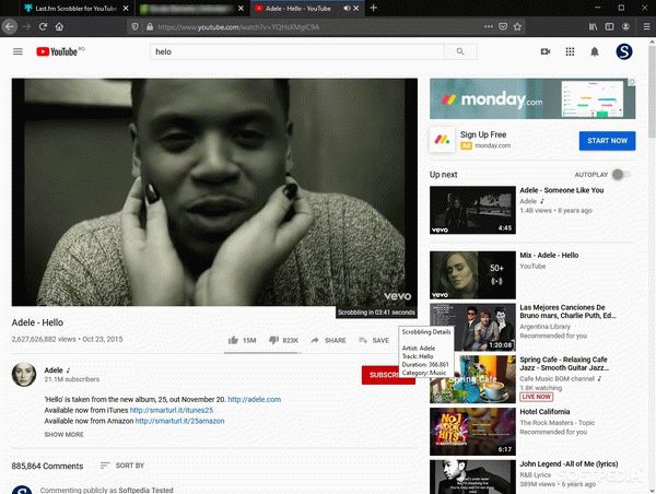 Last.fm Scrobbler for YouTube (Firefox)