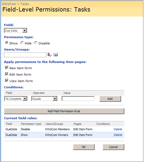 List Forms Extensions Feature