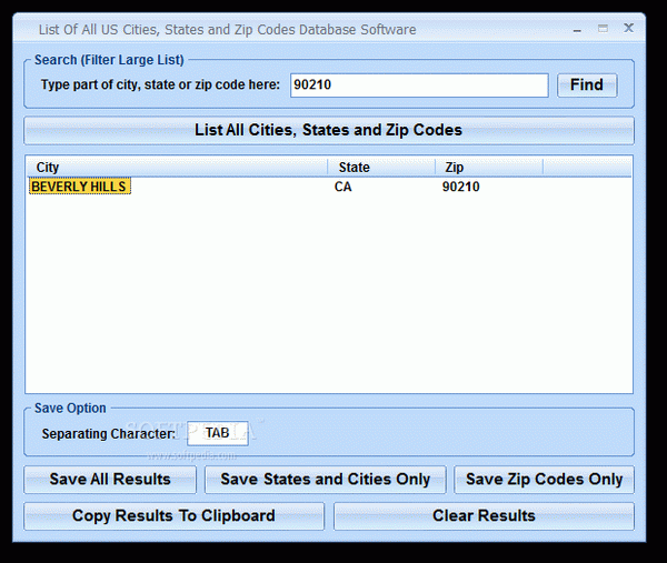 List Of All US Cities, States and Zip Codes Database Software