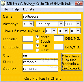 MB Free Astrology Rashi Chart (North Indian Style)