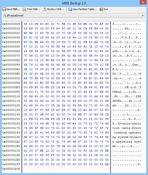 MBR Backup